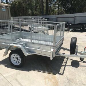 7x5 Single Axle Heavy Duty Galvanised Trailer with 2ft Cage