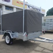 7x4 galvanised cage trailer with canvas cover ladder racks 1