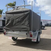 7x4 galvanised cage trailer with canvas cover ladder racks 3