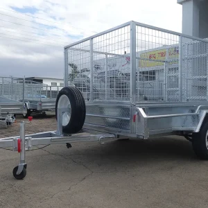 8x5 galvanised 3ft cage trailer with slide under ramps 1