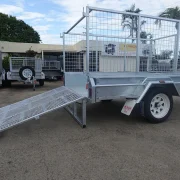 8x5 galvanised 3ft cage trailer with slide under ramps 5