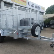 8x5 galvanised 3ft cage trailer with slide under ramps 8